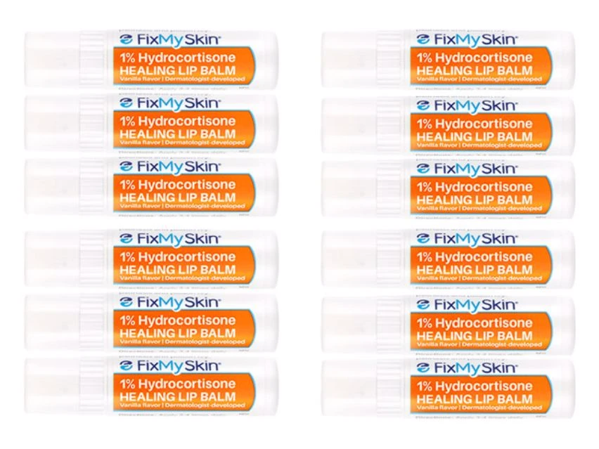 FixMySkin 1% Hydrocortisone Healing Lip Balm – Vanilla – Pack Of 12 1 FixMySkin 1% Hydrocortisone Healing Lip Balm – Vanilla – Pack Of 12